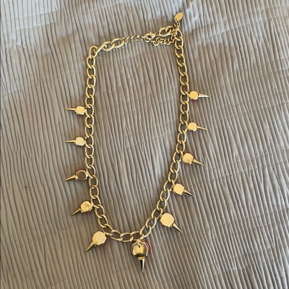 Gold & hot pink stone studded necklace - Picture 6 of 7